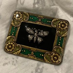 Vtg. Catherine Popesco France Art Deco inspired brooch.